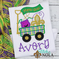 Personalized Mardi Gras Wagon Applique Shirt