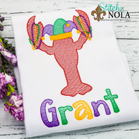 Personalized Mardi Gras Crawfish Sketch Shirt
