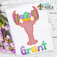 Personalized Mardi Gras Crawfish Sketch Shirt