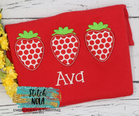 Personalized Strawberry Trio Applique Colored Garment