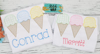 Personalized Vintage Ice Cream Sketch Trio Shirt