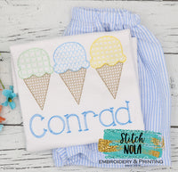 Personalized Vintage Ice Cream Sketch Trio Shirt
