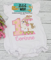 Personalized Birthday Carousel Horse Appliqué Shirt