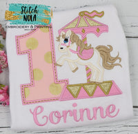 Personalized Birthday Carousel Horse Appliqué Shirt