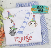 Personalized Birthday Zoo Animals Sketch Shirt