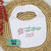 Personalized Christmas Dinosaurs Pulling Santas Sleigh Sketch