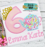 Personalized Birthday Tea Party Appliqué Shirt