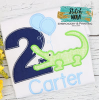 Personalized Birthday Alligator with Balloon Appliqué Shirt