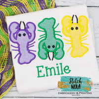 Personalized Mardi Gras Crawfish Trio Applique Shirt