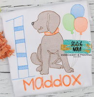 Personalized Birthday Puppy with Balloons Sketch Shirt
