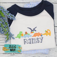 Personalized Easter Dinosaurs Sketch Shirt