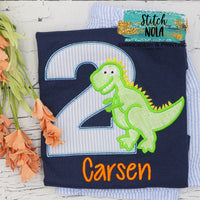 Personalized Birthday Dinosaur Applique Colored Garment