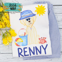 Personalized Puppy At The Beach Printed Shirt