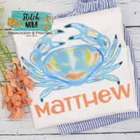 Personalized Watercolor Crab Printed Shirt