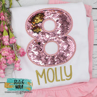 Personalized Birthday Flip Sequin Applique Shirt