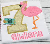 Personalized Flamingo Pineapple Birthday Applique Shirt