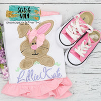 Personalized Baby Easter Bunny Head with Bow Appliqué Shirt