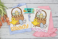 Personalized Easter Basket With Eggs & Chick Printed Shirt