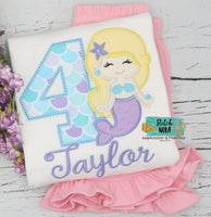 Personalized Birthday Mermaid Appliqué Shirt