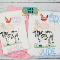 Personalized stacked Easter Farm Animals Printed Shirt