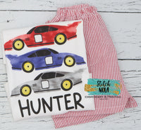 Personalized Stacked Race Cars Printed Shirt