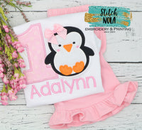 Personalized Birthday Penguin Appliqué Shirt
