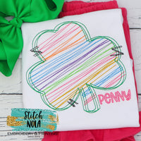 Personalized St. Patrick's Day Rainbow Clover Sketch Shirt