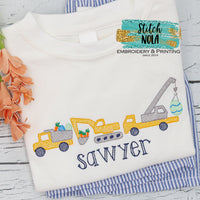 Personalized Easter Construction Vehicle Trio Sketch Shirt