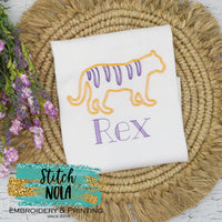 PERSONALIZED PURPLE AND GOLD VINTAGE TIGER SKETCH SHIRT