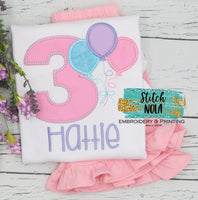 Personalized Birthday Balloon Appliqué Shirt