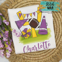 Personalized Purple & Gold Goalpost Megaphone Spirt Printed Shirt