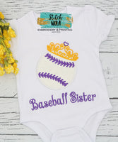 Personalized Baseball Sister Applique Shirt
