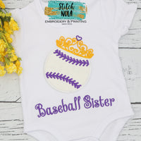 Personalized Baseball Sister Applique Shirt