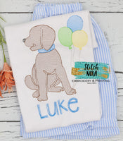 Personalized Birthday Puppy with Balloons Sketch Shirt