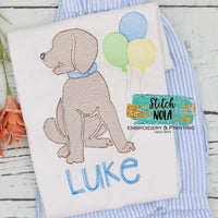 Personalized Birthday Puppy with Balloons Sketch Shirt