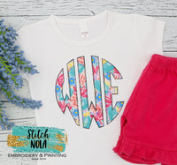 Personalized Floral Monogram Printed Shirt