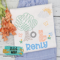 Personalized Backyard With Cat Sketch Shirt