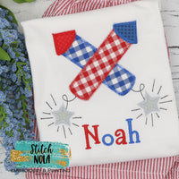 Personalized Patriotic Fireworks Applique Shirt
