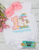 Personalized Birthday Carousel Horse Appliqué Shirt