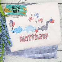 Personalized Patriotic Dinosaur Trio Sketch Shirt