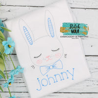 Personalized Vintage Easter Bunny Head With Bow Tie Sketch Shirt