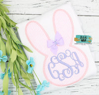 Personalized Easter Bunny Head with Bow Appliqué Shirt