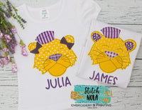 Personalized Vintage Purple and Gold Tiger Printed Shirt