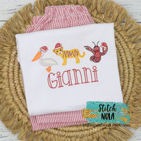 Personalized Louisiana Christmas Animal Trio Louisiana Sketch Shirt