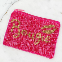 Pink Bougie' Beaded Zip Pouch