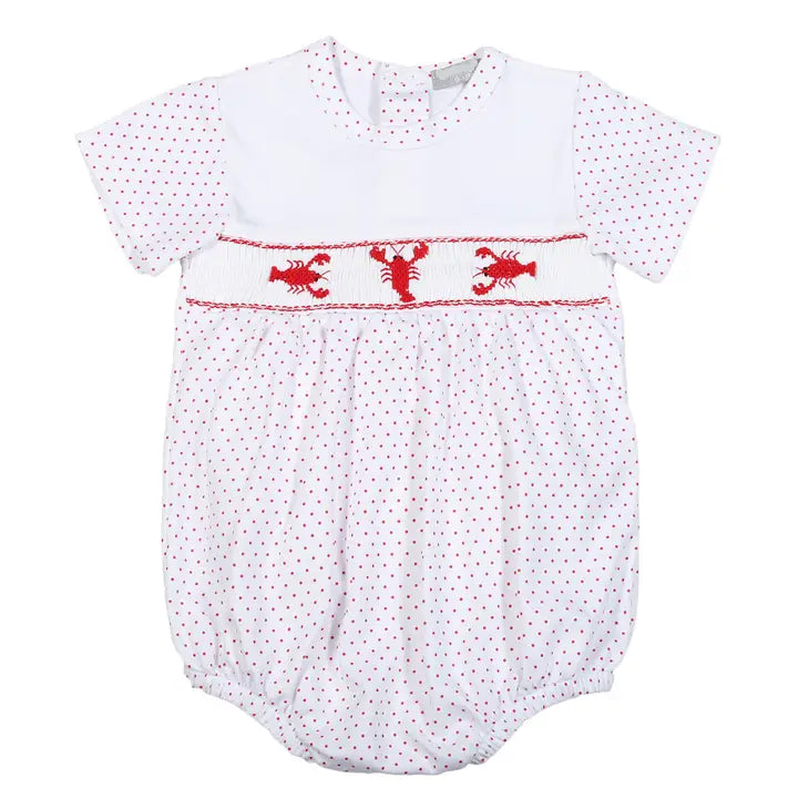 Red Dots Crawfish Hand Smocked Bubble