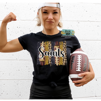 Saints Black and Gold Faux Glitter Print