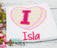 Personalized Valentine Alpha on Heart Applique Shirt