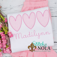 Personalized Valentine Heart Trio Applique Shirt