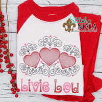 Personalized Valentine Hearts with Swirls Sketch Shirt